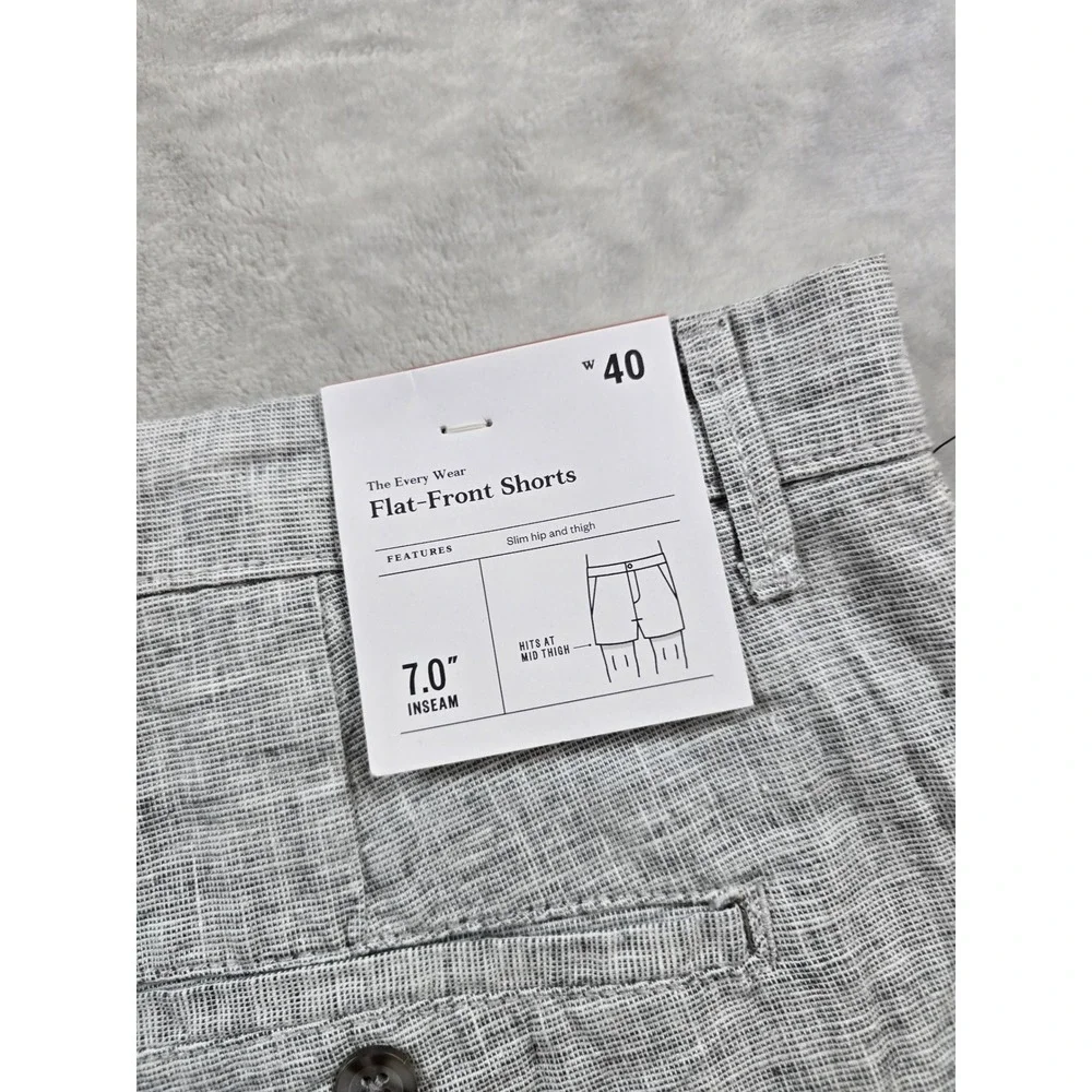 Goodfellow‎ Linen Shorts Mens 40 Gray Cotton Flat Front Every Wear Short NEW